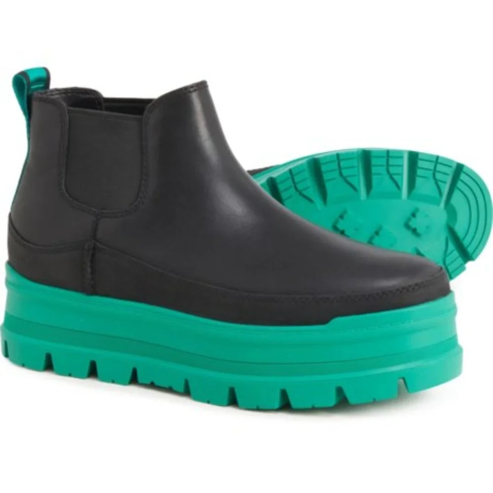 UGG® Australia Womens Leather Merina Platform Boots Black/Green NEW IN BOX - Picture 13 of 13